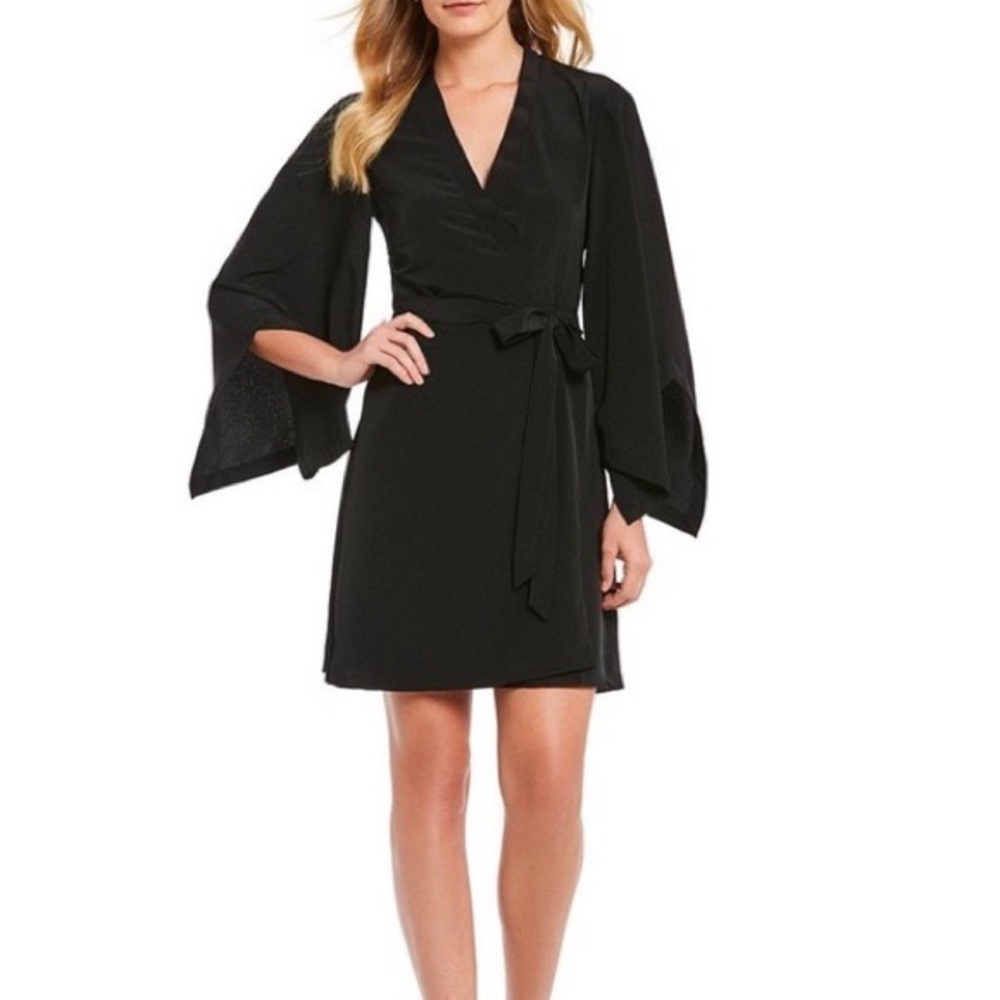 H by Halston Black Midi Wrap Dress